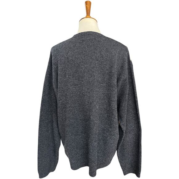 Vintage J.Crew 100% Lambswool Knit V-Neck Argyle Sweater Size XL - Picture 5 of 6